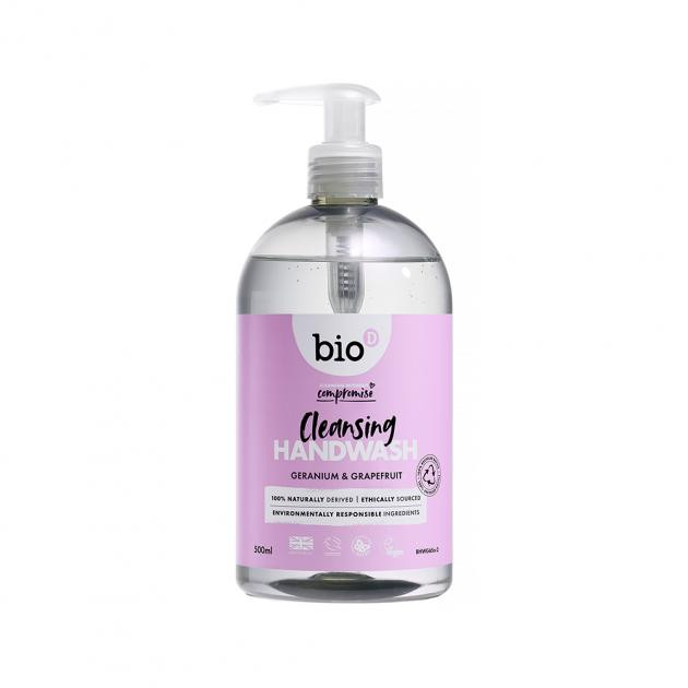 Bio-D Жидкое дезинфицирующее мыло  Sanitising Hand Wash Geranium с эфирным маслом 500 мл (5034938100377) - зображення 1