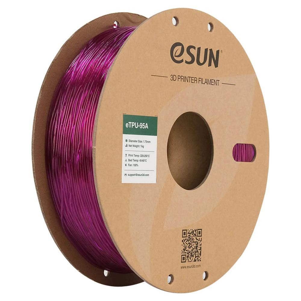 Esun eTPU-95A Filament (пластик) для 3D принтера eSUN 1кг, 1.75мм, прозорий фіолетовий (ETPU-95A175GZ1) - зображення 1