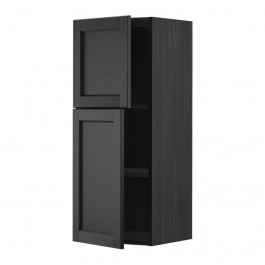 IKEA METOD Навісна шафа з полицями/2 дверцята, чорний/чорний морилка Lerhyttan, 40x100 см (294.524.78)