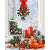 STRATEG Картина за номерами ПРЕМІУМ Зима за вікном з лаком та з рівнем розміром 40х50 см GS1565 - зображення 1