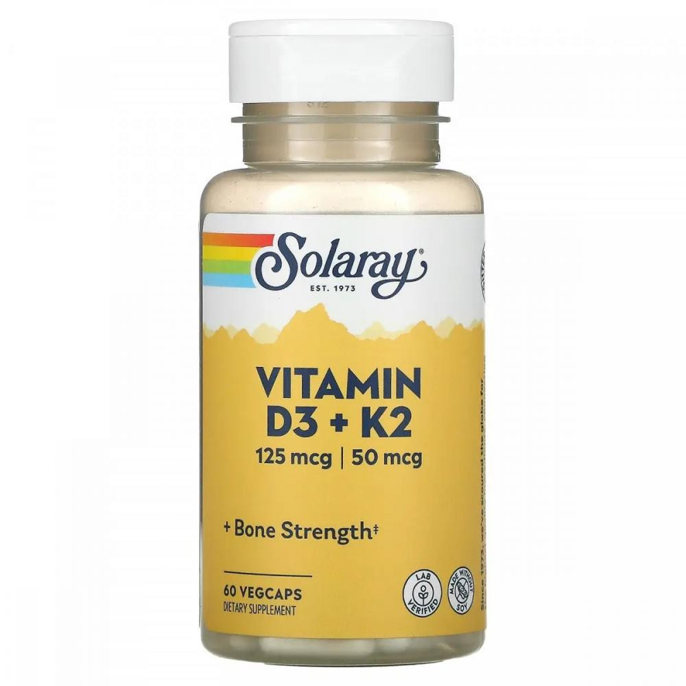 Solaray Vitamin D3 + K2 60 капс - зображення 1