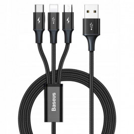 Baseus Rapid Series 3-in-1 Cable For Lightning/Micro/Type-C 1.2m Black (CAJS000001)