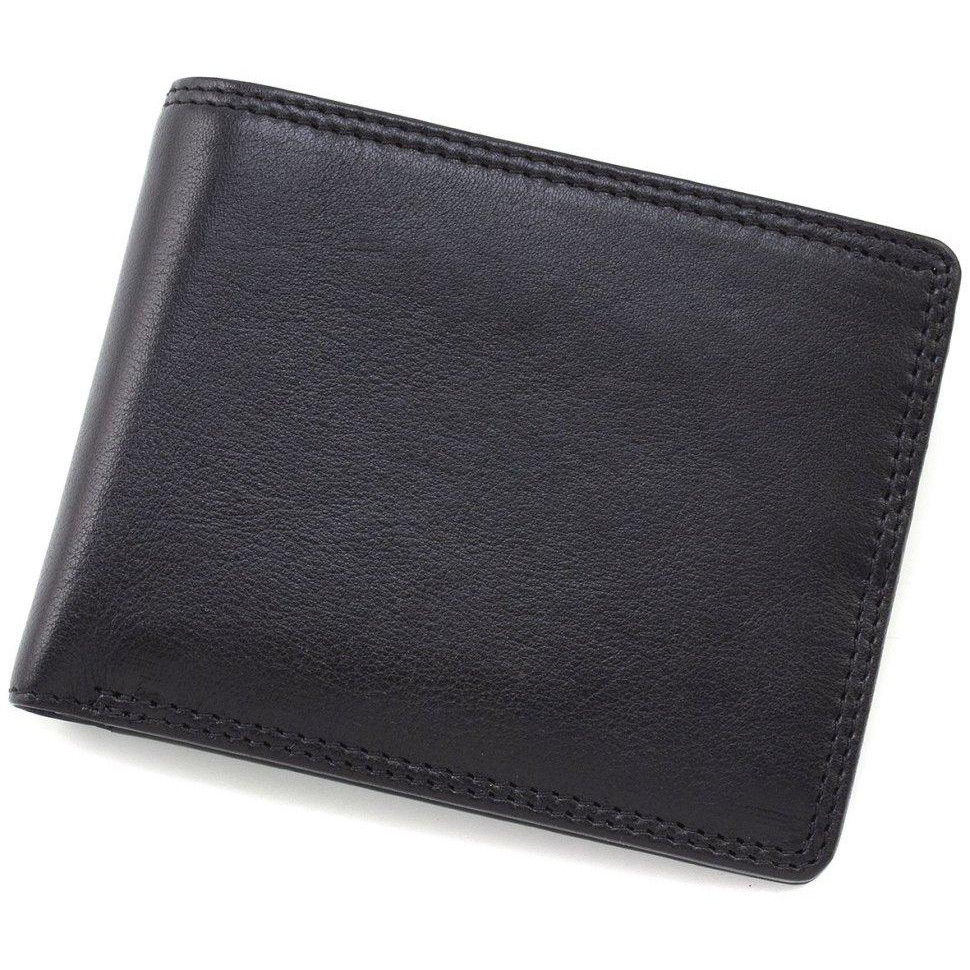 Visconti Чорний чоловічий класичний гаманець з натуральної шкіри з монетницею та RFID -  (61786) - зображення 1