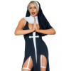 Leg Avenue Костюм монахині  Sultry Sinner Nun Costume, чорний: сукня + комір + накидка на голову (714718556123) - зображення 3