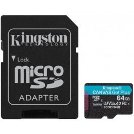 Kingston 64 GB microSDXC class 10 UHS-I U3 Canvas Go! Plus + SD Adapter SDCG3/64GB