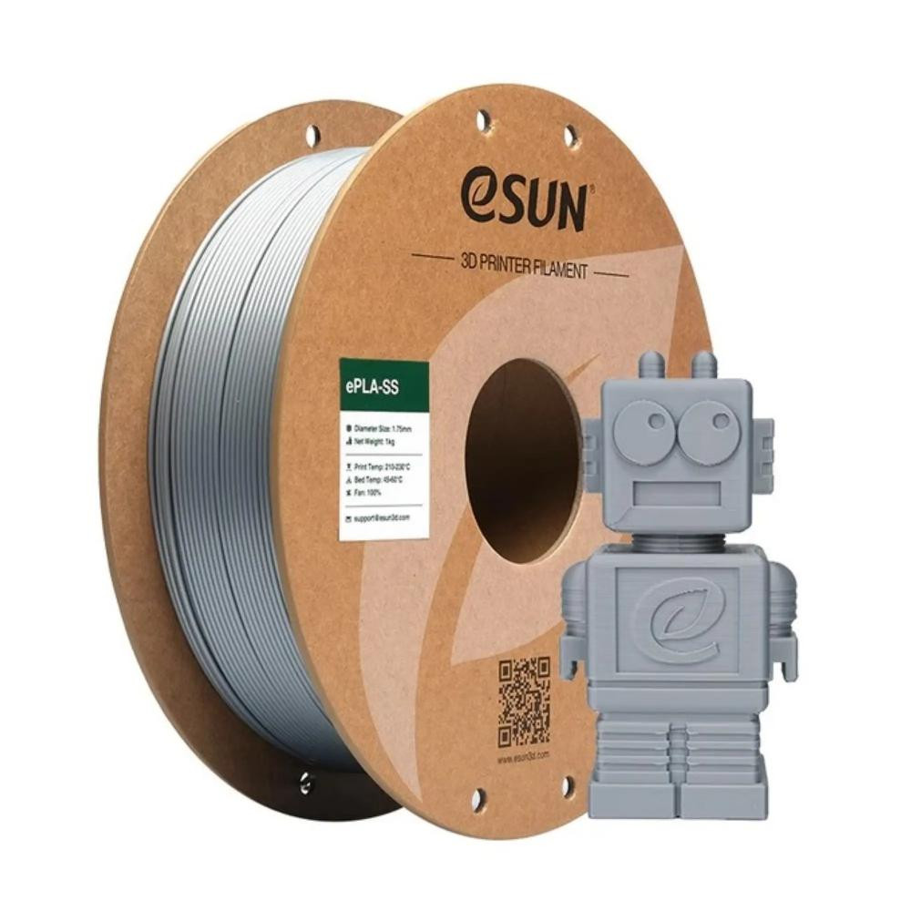 Esun ePLA-SS Filament (пластик) для 3D принтера  1кг, 1.75мм, срібний (ePLA-SS-P175S1) - зображення 1