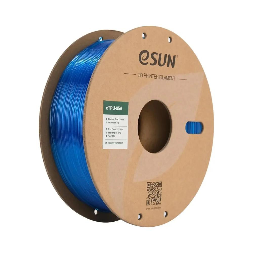 Esun eTPU-95A Filament (пластик) для 3D принтера  1кг, 1.75мм, прозорий синій (ETPU-95A175GU1) - зображення 1
