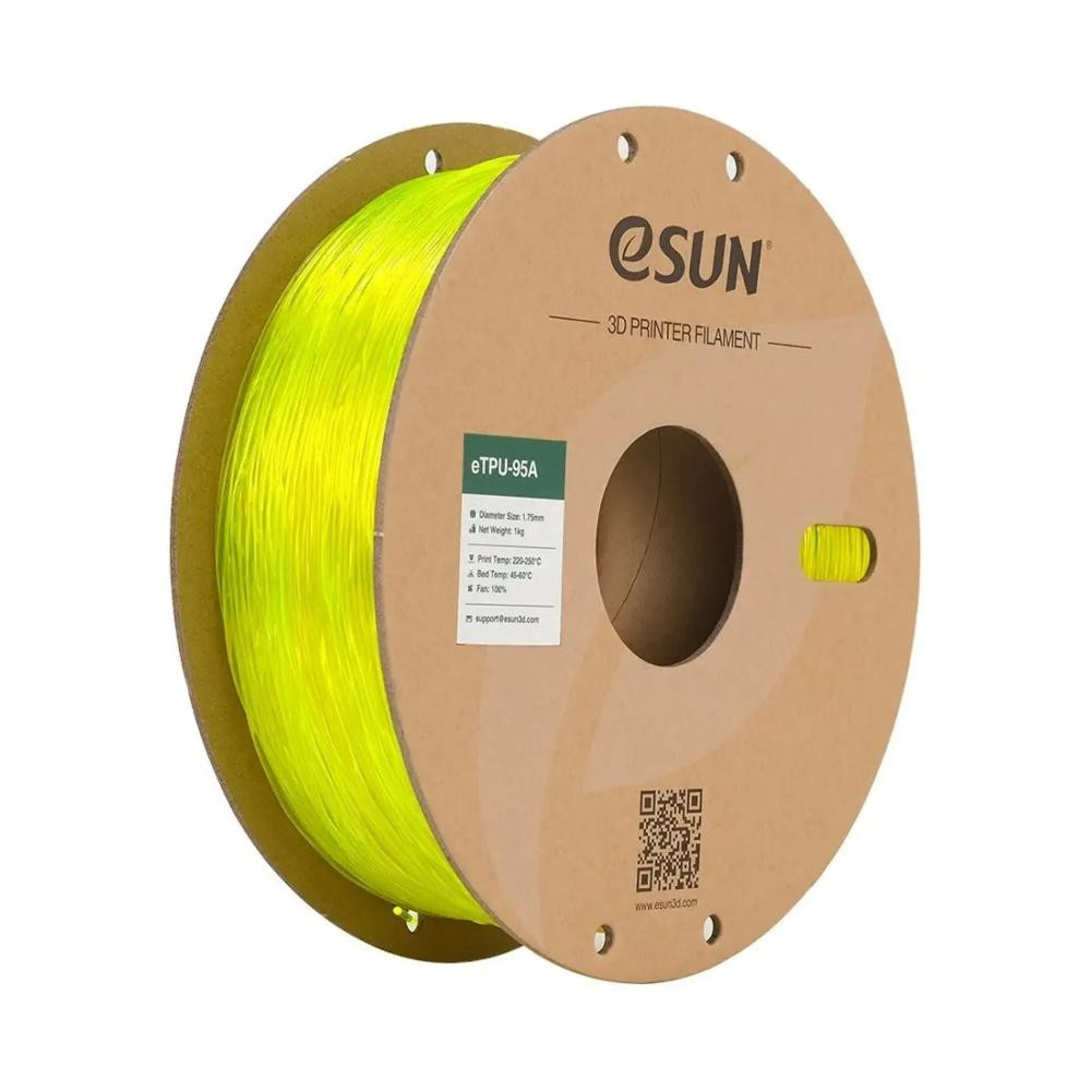 Esun eTPU-95A Filament (пластик) для 3D принтера  1кг, 1.75мм, прозорий жовтий (ETPU-95A175GY1) - зображення 1