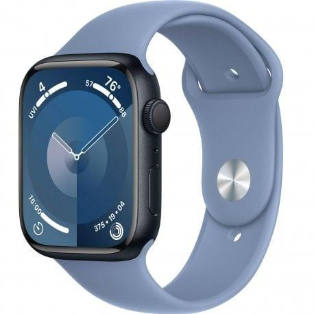 Apple Watch Series 9 GPS 45mm Midnight Alu. Case w. Winter Blue Sport Band - S/M (MR9Q3+MT413) - зображення 1
