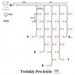   Twinkly Smart LED Pro Icicle RGBW 250, AWG22, IP65, прозрачный (TW-PLC-I-CA-250SPP-T)