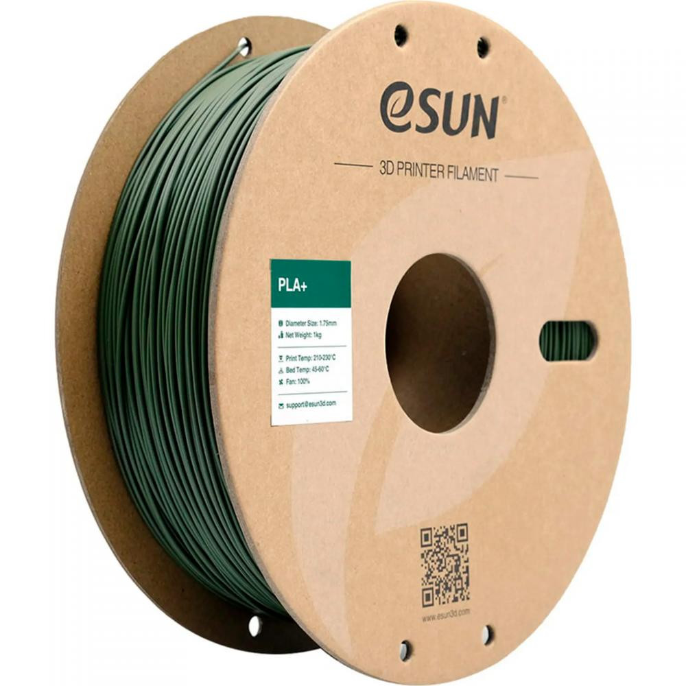 Esun PLA Plus Filament (пластик) для 3D принтера  1кг, 1.75мм, оливково-зелений (PLA+175OG1) - зображення 1