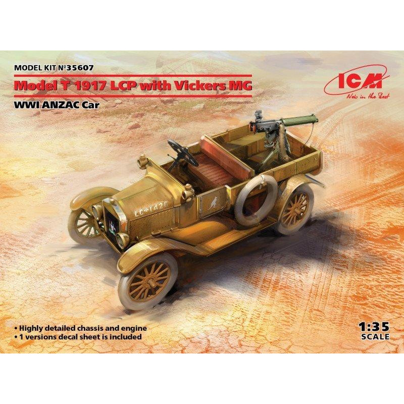 ICM Военный патрульный автомобиль Model T 1917 LCP с пулеметом Vickers (ICM35607) - зображення 1