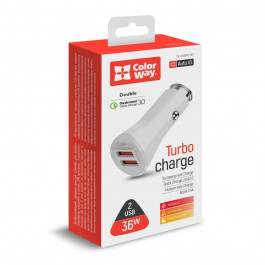   ColorWay 2USB Quick Charge 3.0 36W White (CW-CHA011Q-WT)