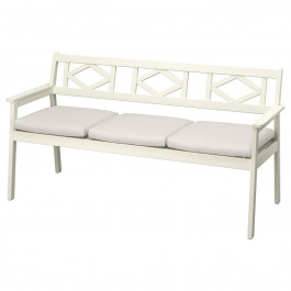   IKEA BONDHOLMEN Лавка зі спинкою, зовнішня, білий/бежевий/Froson/Duvholmen beige (995.496.46)