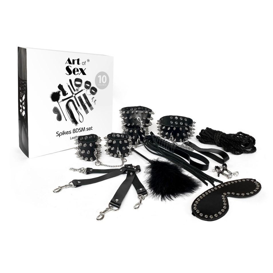Art of Sex Бондажний набір  Spikes BDSM Set Leather, чорний (7770000325900) - зображення 1