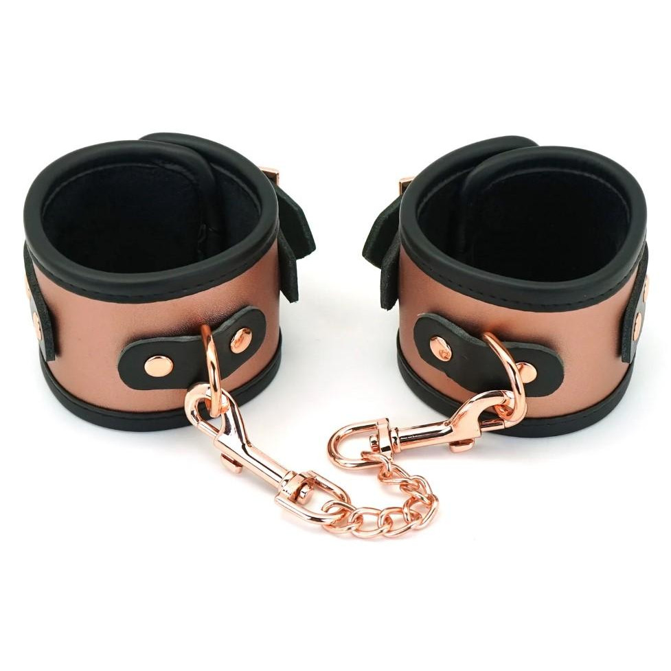 Liebe Seele Фіксатори для рук  Rose Gold Memory Leather Handcuffs with Faux Fur Lining, золото-чорні (7770000389 - зображення 1