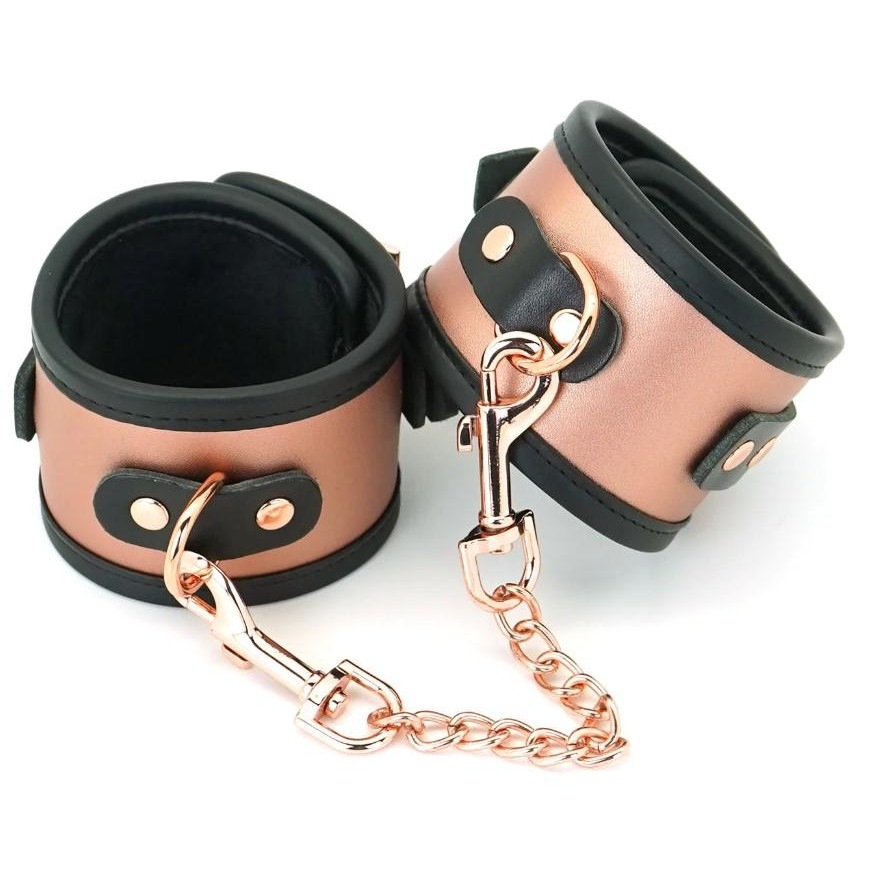 Liebe Seele Фіксатори для ніг  Rose Gold Memory Leather Ankle Cuffs with Faux Fur Lining, золото-чорні (77700003 - зображення 1