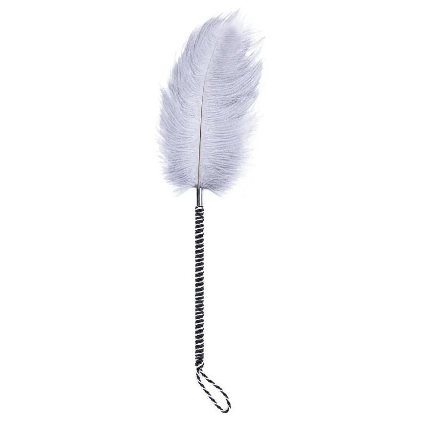 DS Fetish Пір'їнка для пестощів  Feather Tickler With Long Handle, сіра (2000460094531) - зображення 1