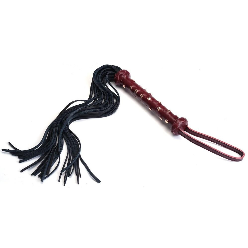 Liebe Seele Флогер  Wine Red Heavy Leather Flogger with Studded Handle, бордовий (7770000389001) - зображення 1