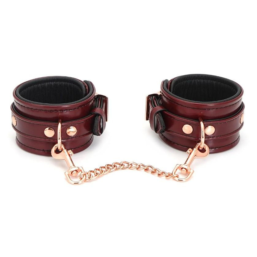 Liebe Seele Фіксатори для ніг  Wine Red Leather Ankle Cuffs with Rose Gold Hardware, бордові (7770000388929) - зображення 1