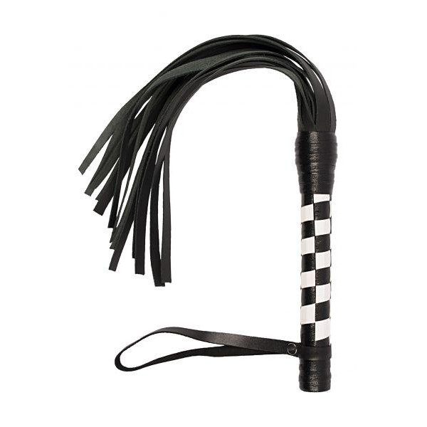 Slash Батіг VIP Leather Flogger, чорно-білий (7770000096718) - зображення 1