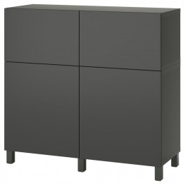 IKEA BESTA Комбінація стелажів з дверцятами/шухлядами, темно-сірий 120x42 (195.558.15)