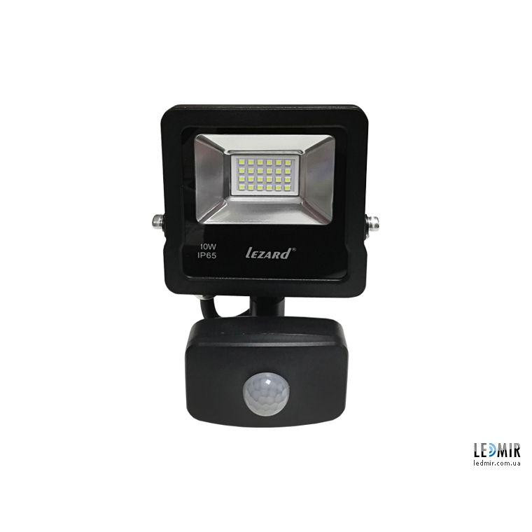 Lezard LED Прожектор с датчиком движения 10Вт, Ал-вый корпус IP65 6500K 800Lm (PAL6510S) - зображення 1