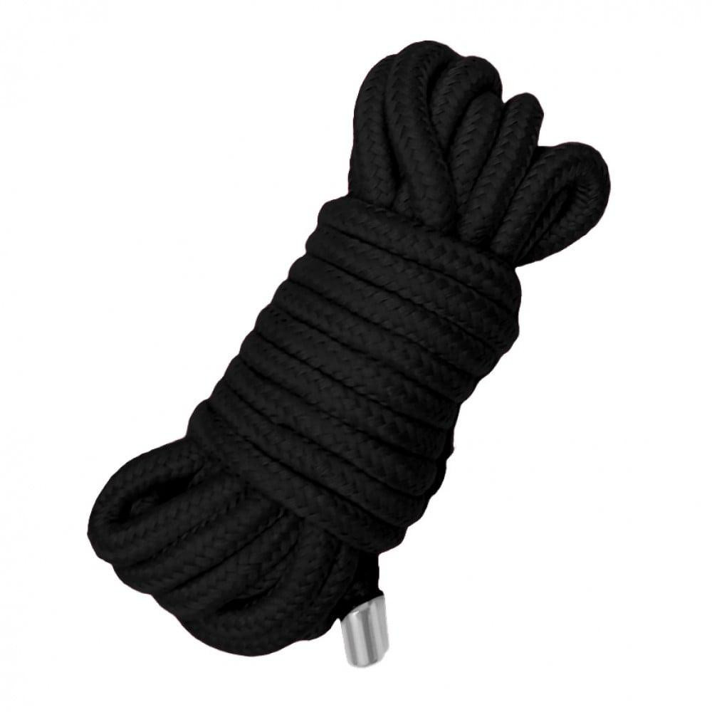 DS Fetish Мотузка для зв'язування 5 метрів, наконечники метал, чорна (362415011) - зображення 1