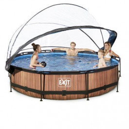 EXIT Wood Pool 360x76cm + dome, filter pump / brown (30.32.12.10)