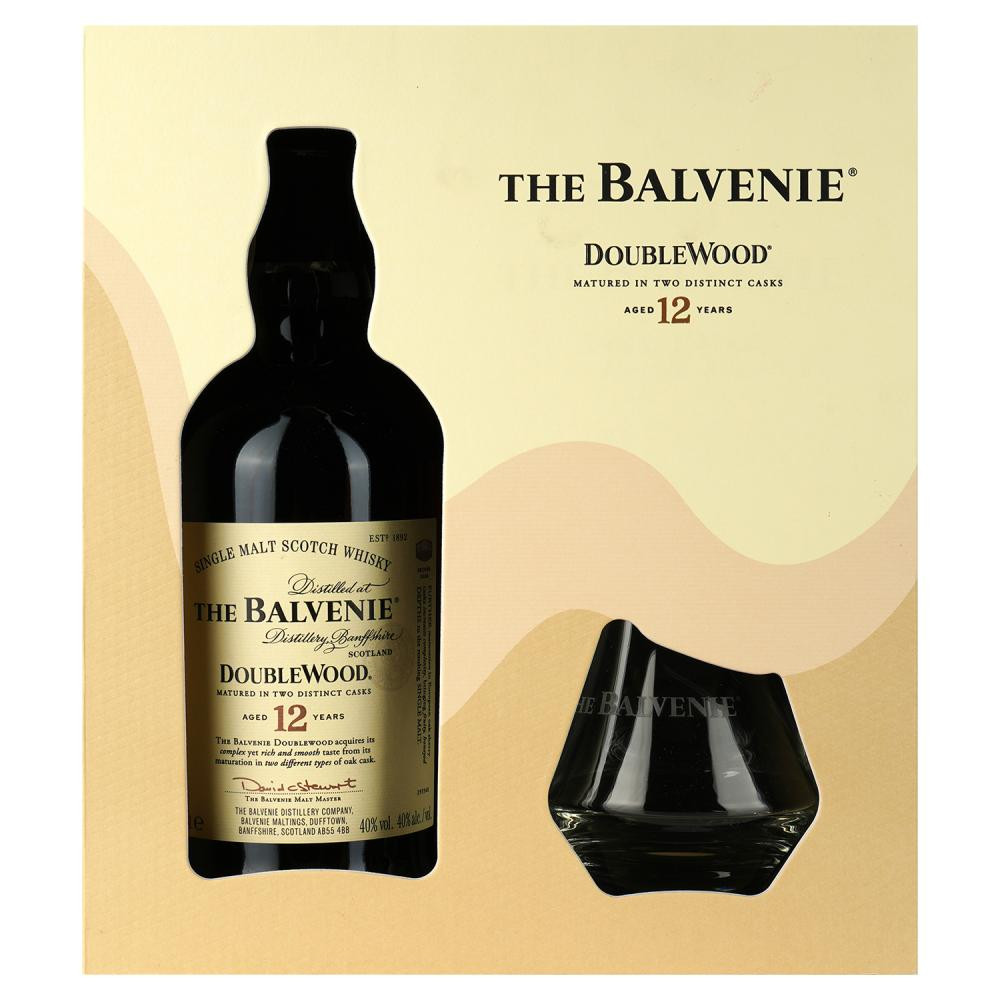 Balvenie Віскі  Double Wood 12 yo Single Malt Scotch Whisky 40% 0.7 л + 2 склянки (3500870067495) - зображення 1