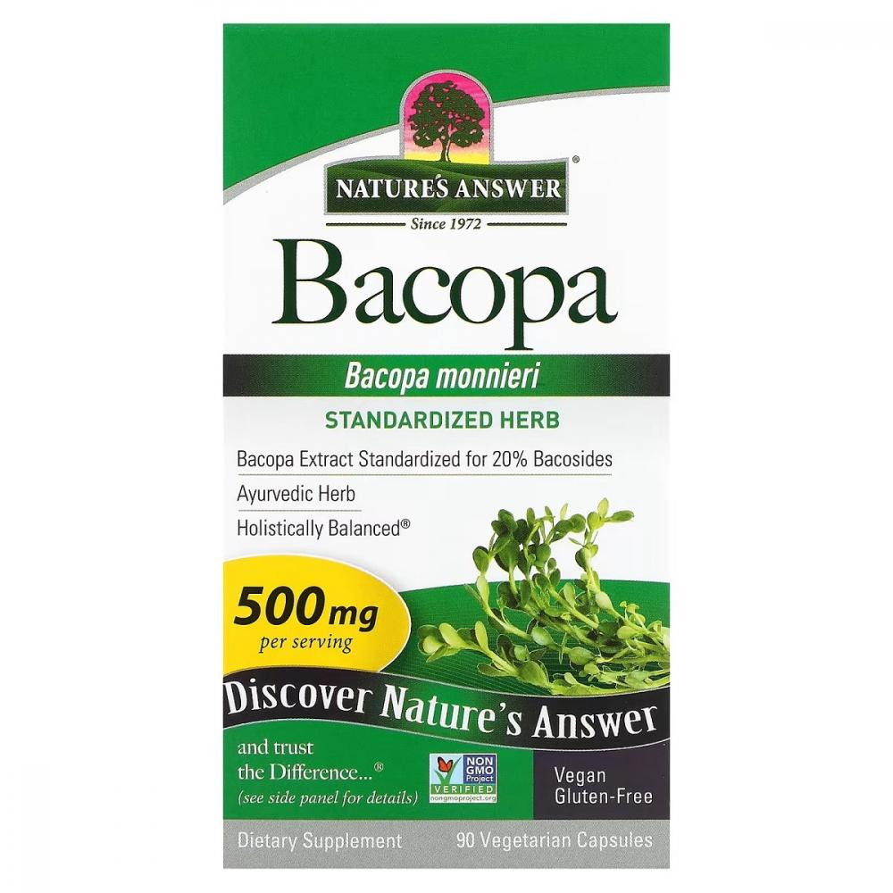 Natures Answer Бакопа  500 мг 90 вегетаріанських капсул (NTA16360) - зображення 1
