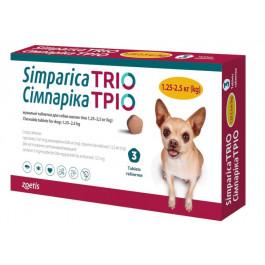 Zoetis Simparica TRIO Протипаразитарні жувальні таблетки від бліх, гельмінтів, кліщів 10-20кг 1таб