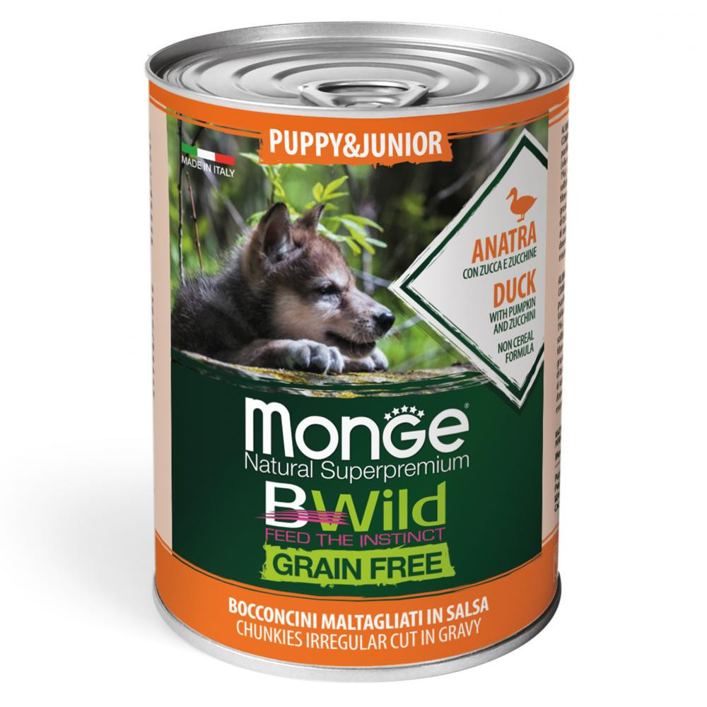 Monge BWild Grain Free Puppy & Junior з качкою, гарбузом і цукіні 400 г (8009470012607) - зображення 1