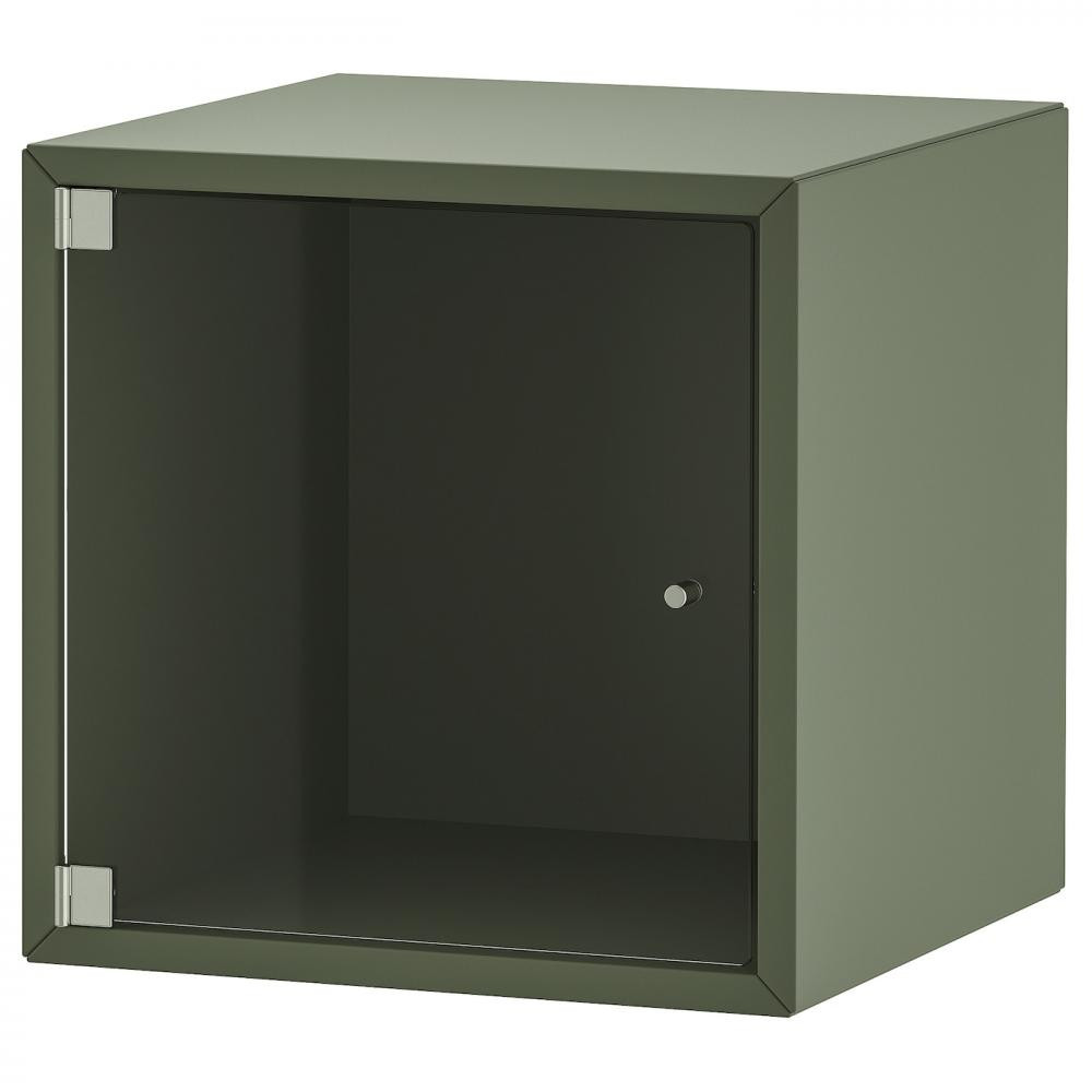 IKEA EKET Навісна шафа зі скляними дверцятами, сіро-зелений, 35х35х35 см (595.330.20) - зображення 1
