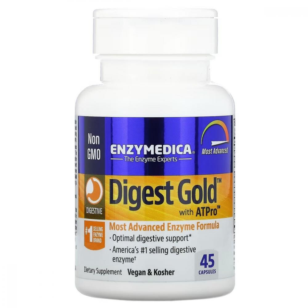 Enzymedica Травні ферменти, Digest Gold з ATPro, , 45 капсул - зображення 1