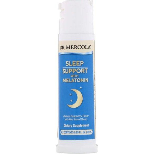 Dr. Mercola Поддержка сна с Мелатонином, спрей с малиновым вкусом, Sleep Support Spray with Melatonin, Dr. Merco - зображення 1
