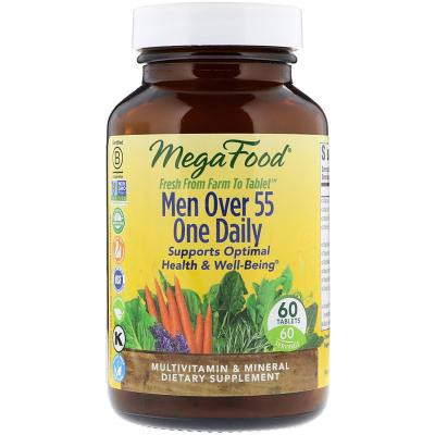 MegaFood Мультивитаминный комплекс для мужчин 55+, Men Over Multivitamin & Mineral, , 1 в день, 60 таблеток ( - зображення 1