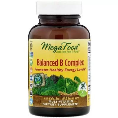 MegaFood , Сбалансированный комплекс витаминов В (Balanced B Complex), 30 таблеток (MGF-10167) - зображення 1