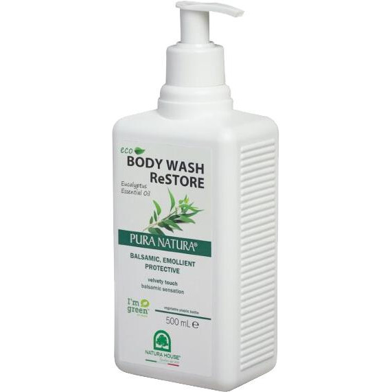 Pura Natura Гель для душу  Eco Body Wash ReStore Eucalyptus Essential Oils Відновлювальний 500 мл (8000921213925 - зображення 1