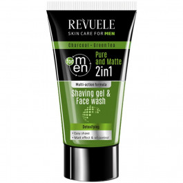 Revuele Гель для гоління та вмивання  Men Care Charcoal And Green Tea Shaving Gel And Face Wash 2in1, 180 мл