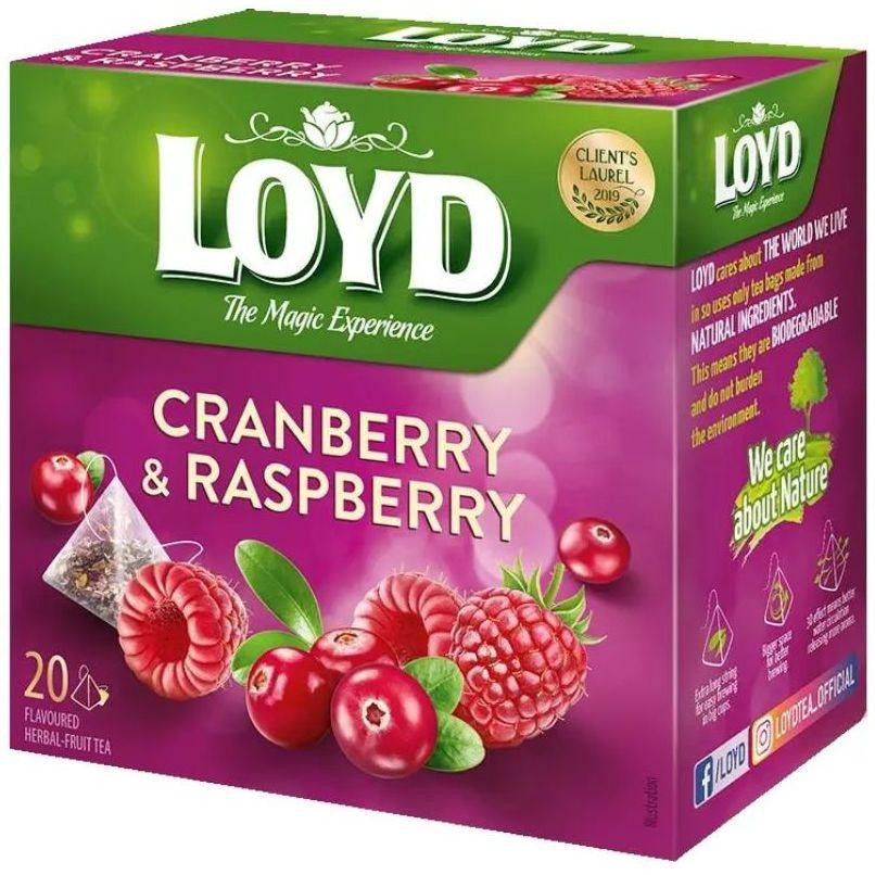 Loyd Чай фруктовий  Cranberry&Raspberry Журавлина та малина, в пірамідках, 40 г (5900396022943) - зображення 1