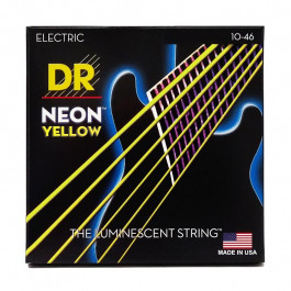 DR NYE-10 Hi-Def Neon Yellow K3 Coated Medium Electric Guitar Strings 10/46