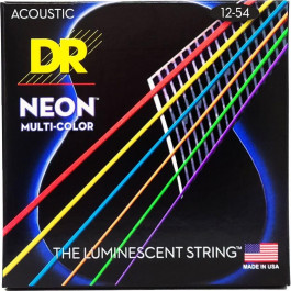   DR DR STRINGS NEON MULTI-COLOR ACOUSTIC - LIGHT (12-54) NMCA-12