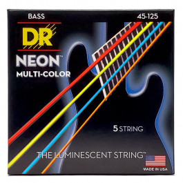   DR DR STRINGS NEON MULTI-COLOR BASS - MEDIUM - 5 STRING (45-125) NMCB5-45