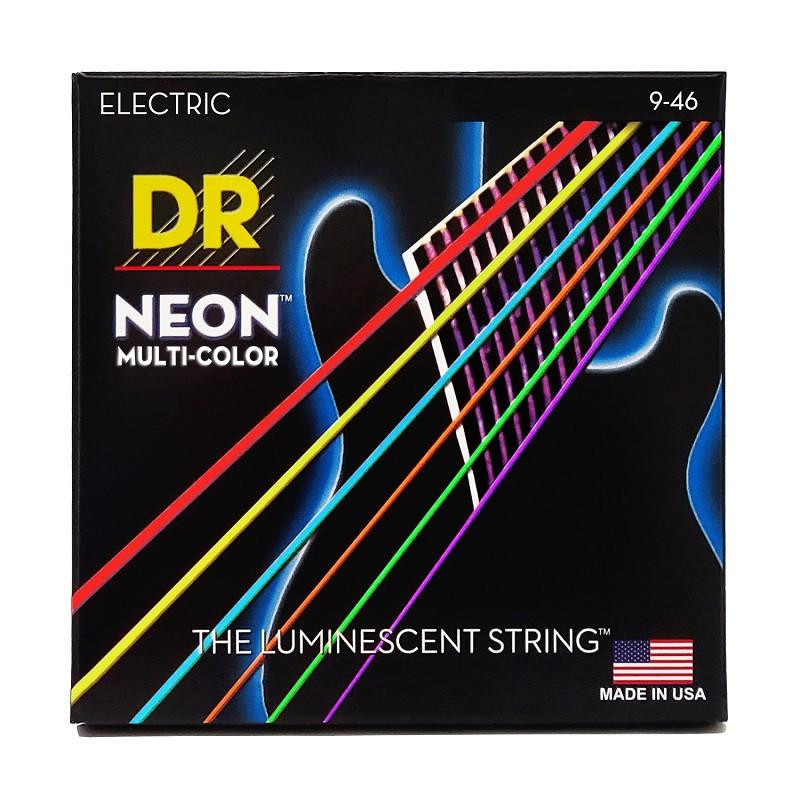 DR NMCE-9/46 Hi-Def Neon Multi-Color K3 Coated Light Heavy Electric Guitar Strings 9/46 - зображення 1