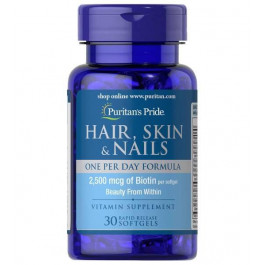   Puritan's Pride Hair Skin & Nails One Per Day Formula +Biotin 2500 мкг (30 капc)