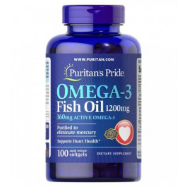   Puritan's Pride Omega-3 Fish Oil Softgels 1200 мг (100 капс)