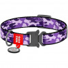 WAUDOG Нашийник для собак  Nylon Фіолетовий камо, з QR паспортом, металева пряжка-фастекс, 23-35х1, 5 см (4 - зображення 1