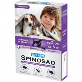SUPERIUM Spinosad Таблетка от блох  для кошек и собак весом 2.5-5 кг (4823089337791)