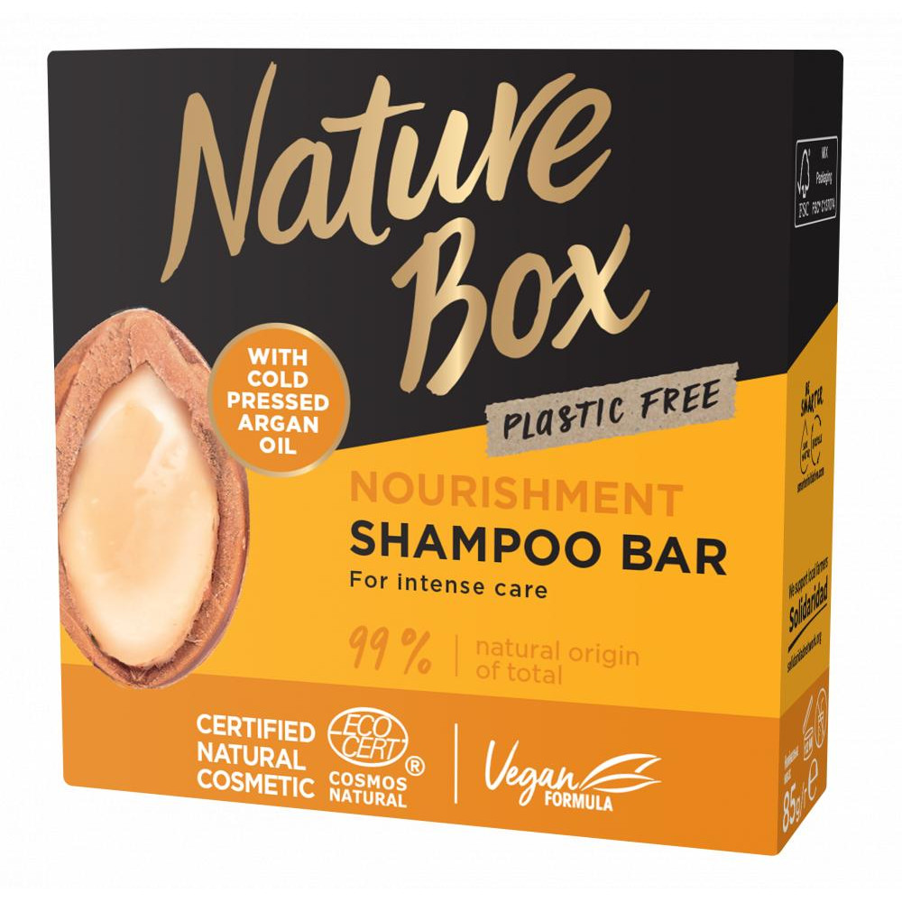 Nature Box Твердий шампунь  для живлення волосся, з аргановою олією холодного віджиму, 85 г - зображення 1